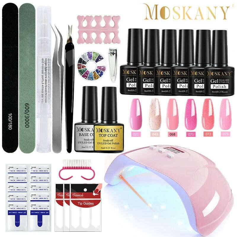 KIMLUD, Nail Polish Set With Extend Poly nail Gel Semi-permanent varnish and UV LED Lamp and Stainless Steel Nails Tool Kits, KIMLUD Womens Clothes