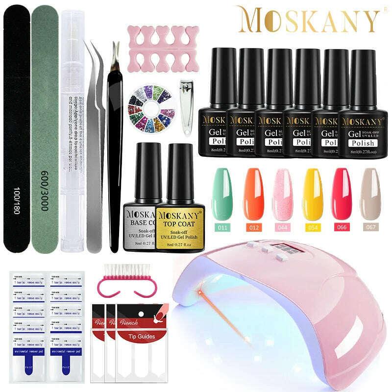 KIMLUD, Nail Polish Set With Extend Poly nail Gel Semi-permanent varnish and UV LED Lamp and Stainless Steel Nails Tool Kits, KIMLUD Womens Clothes