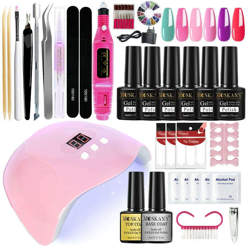KIMLUD, Nail Polish Set With Extend Poly nail Gel Semi-permanent varnish and UV LED Lamp and Stainless Steel Nails Tool Kits, KIMLUD Womens ClothesKIMLUD, Nail Polish Set With Extend Poly nail Gel Semi-permanent varnish and UV LED Lamp and Stainless Steel Nails Tool Kits, 54w nail set / CHINA, KIMLUD APPAREL - Womens Clothes
