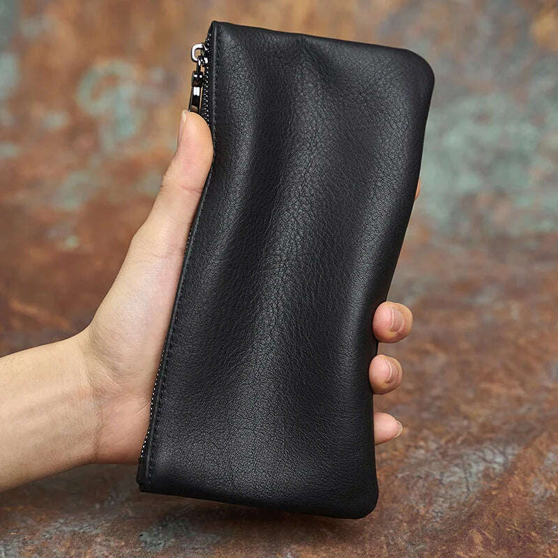 KIMLUD, NASVA Genuine Leather Men's Wallet Long Wallet Clutch Coin Purse Card Holder Phone Bag Women's Wallet Bank Card Bag, Black / CHINA, KIMLUD Womens Clothes