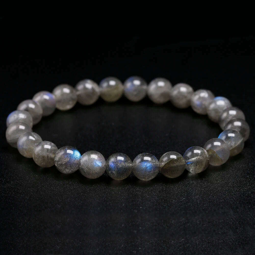 Natural AAA Grey Labradorite Stone Bracelet Rainbow Light Beads Bracelets Handmade DIY Jewelry for Woman Men Gift - KIMLUD