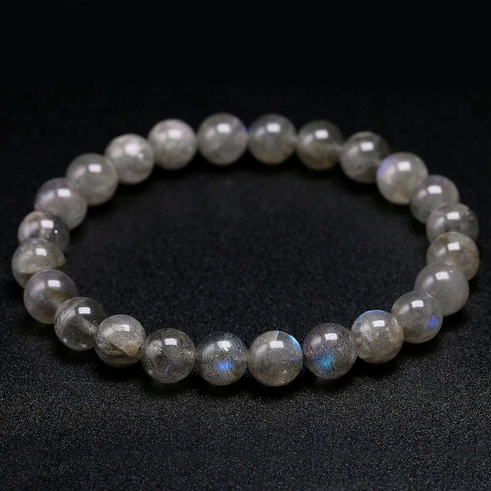 Natural AAA Grey Labradorite Stone Bracelet Rainbow Light Beads Bracelets Handmade DIY Jewelry for Woman Men Gift - KIMLUD