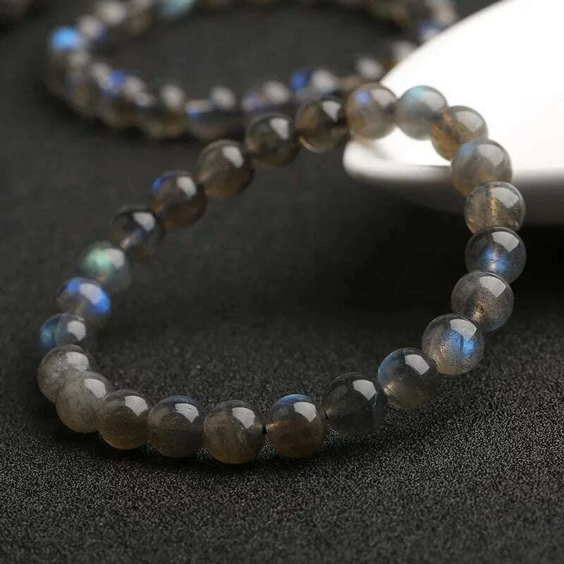 Natural AAA Grey Labradorite Stone Bracelet Rainbow Light Beads Bracelets Handmade DIY Jewelry for Woman Men Gift - KIMLUD