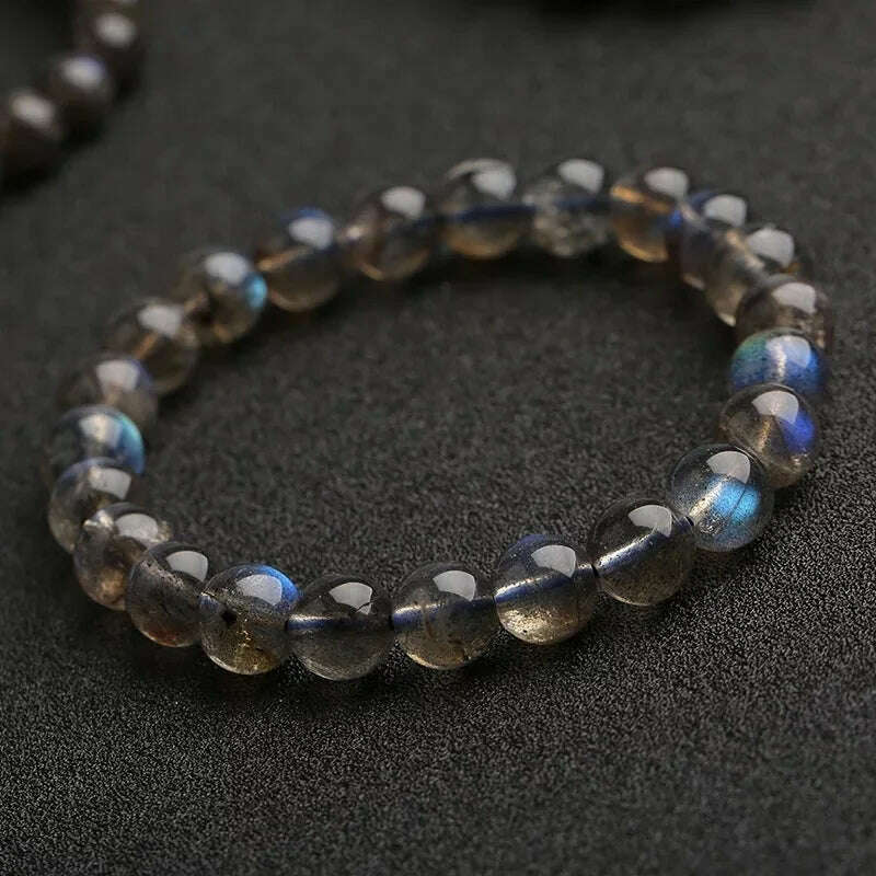 Natural AAA Grey Labradorite Stone Bracelet Rainbow Light Beads Bracelets Handmade DIY Jewelry for Woman Men Gift - KIMLUD