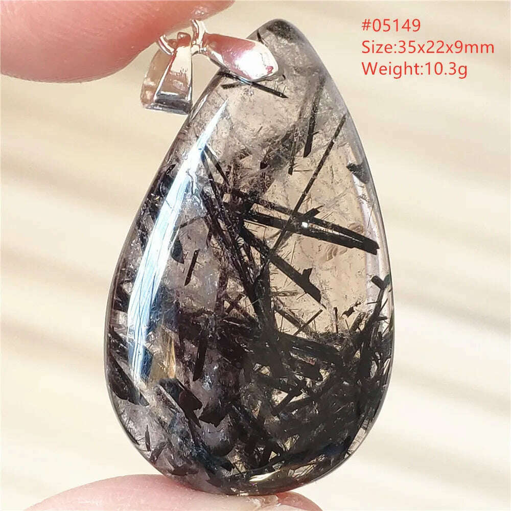 KIMLUD, Natural Black Rutilated Quartz Rectangle Pendant Jewelry Clear Beads Oval Clear Beads Crystal Wealthy Rutilated AAAAAA, KIMLUD Womens ClothesKIMLUD, Natural Black Rutilated Quartz Rectangle Pendant Jewelry Clear Beads Oval Clear Beads Crystal Wealthy Rutilated AAAAAA, 05149, KIMLUD APPAREL - Womens Clothes