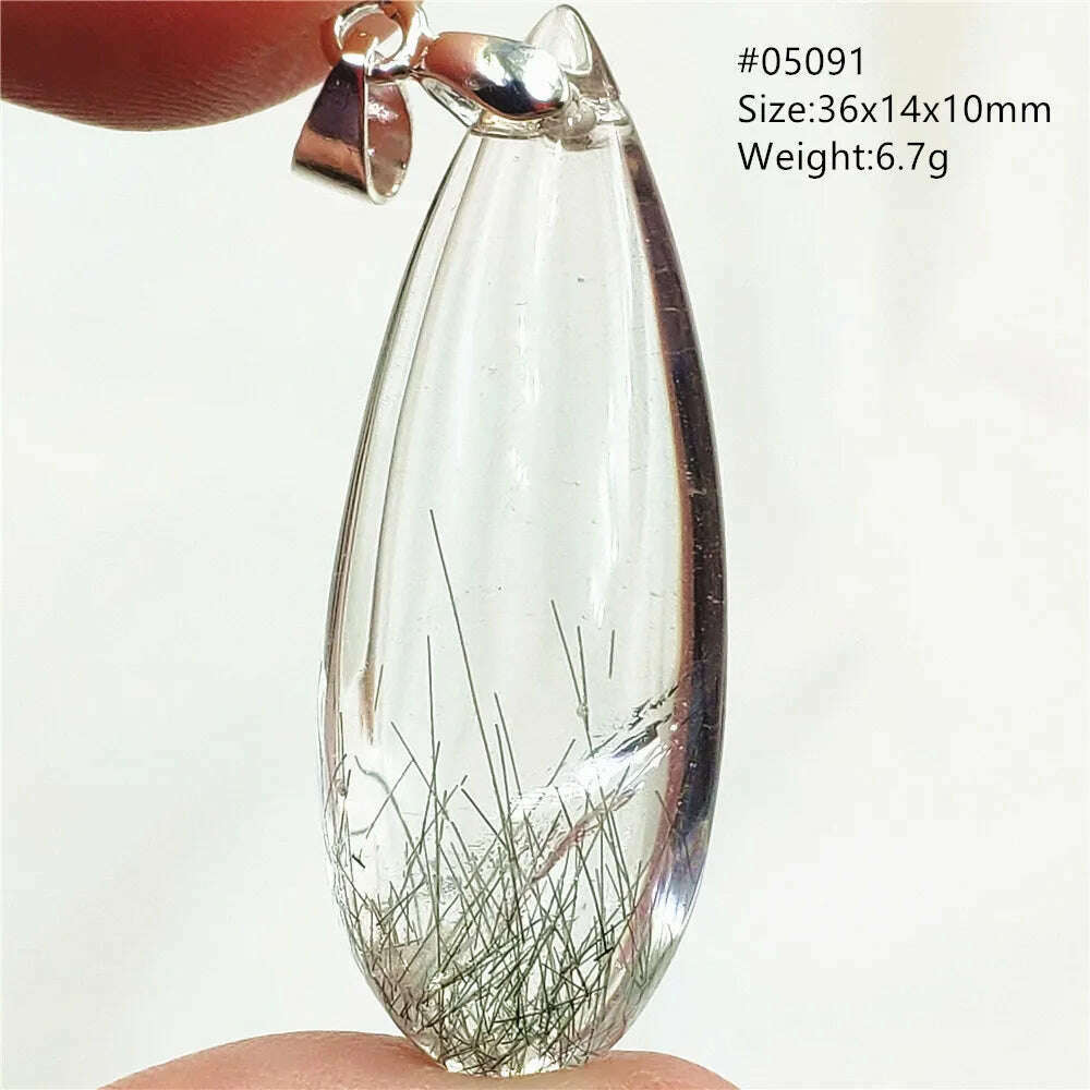 KIMLUD, Natural Black Rutilated Quartz Rectangle Pendant Jewelry Clear Beads Oval Clear Beads Crystal Wealthy Rutilated AAAAAA, KIMLUD Womens Clothes