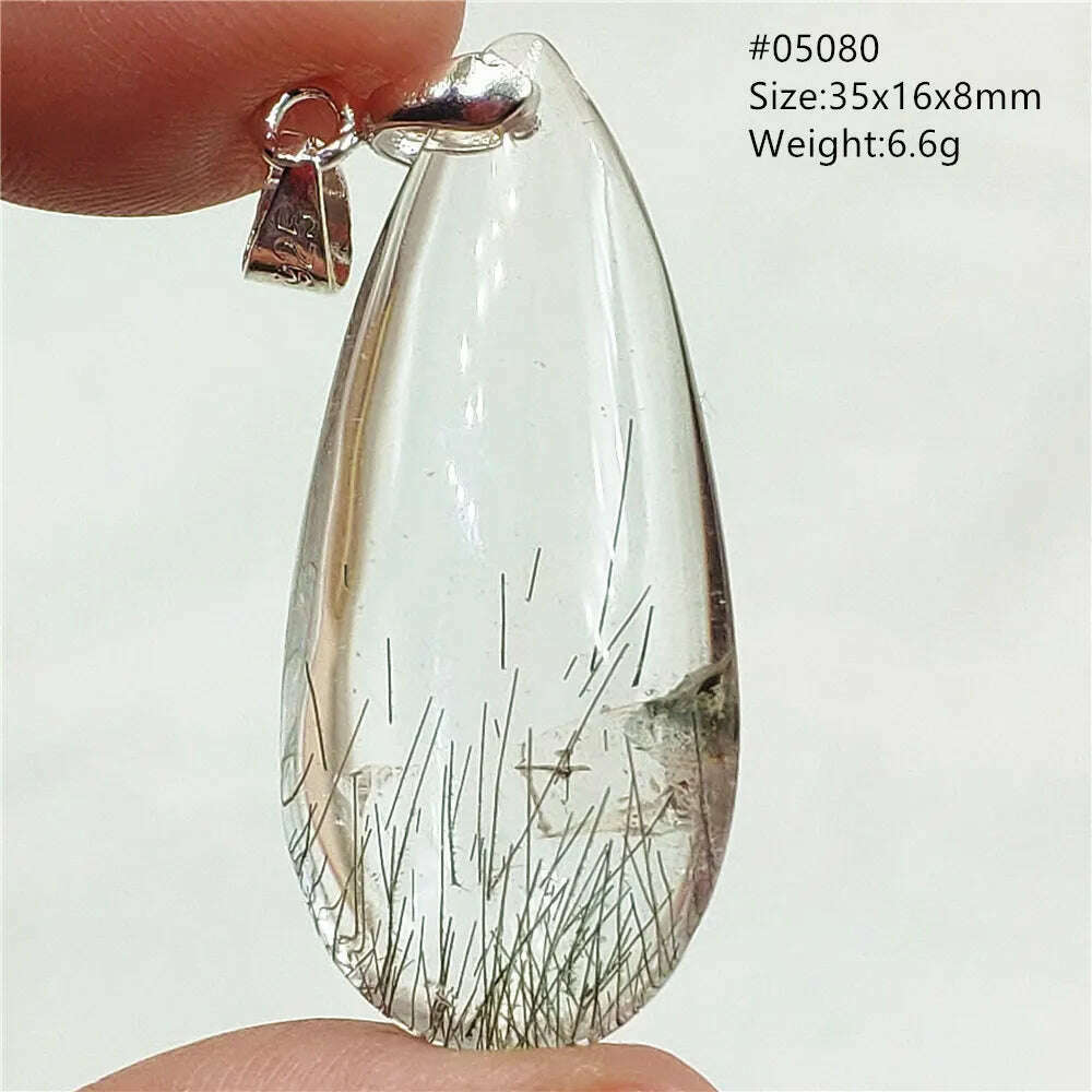 KIMLUD, Natural Black Rutilated Quartz Rectangle Pendant Jewelry Clear Beads Oval Clear Beads Crystal Wealthy Rutilated AAAAAA, KIMLUD Womens ClothesKIMLUD, Natural Black Rutilated Quartz Rectangle Pendant Jewelry Clear Beads Oval Clear Beads Crystal Wealthy Rutilated AAAAAA, 05080, KIMLUD APPAREL - Womens Clothes