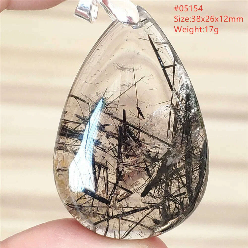 KIMLUD, Natural Black Rutilated Quartz Rectangle Pendant Jewelry Clear Beads Oval Clear Beads Crystal Wealthy Rutilated AAAAAA, KIMLUD Womens ClothesKIMLUD, Natural Black Rutilated Quartz Rectangle Pendant Jewelry Clear Beads Oval Clear Beads Crystal Wealthy Rutilated AAAAAA, 05154, KIMLUD APPAREL - Womens Clothes