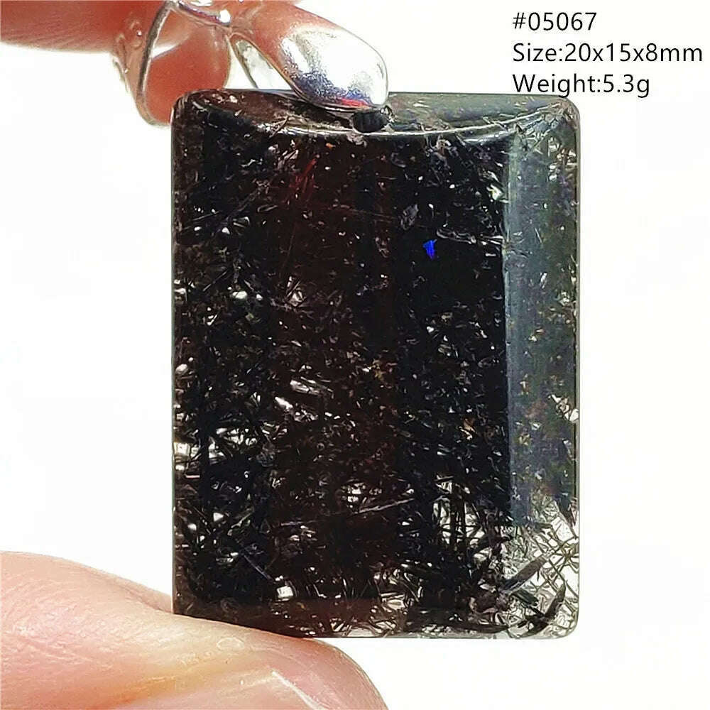 KIMLUD, Natural Black Rutilated Quartz Rectangle Pendant Jewelry Clear Beads Oval Clear Beads Crystal Wealthy Rutilated AAAAAA, KIMLUD Womens ClothesKIMLUD, Natural Black Rutilated Quartz Rectangle Pendant Jewelry Clear Beads Oval Clear Beads Crystal Wealthy Rutilated AAAAAA, 05067, KIMLUD APPAREL - Womens Clothes