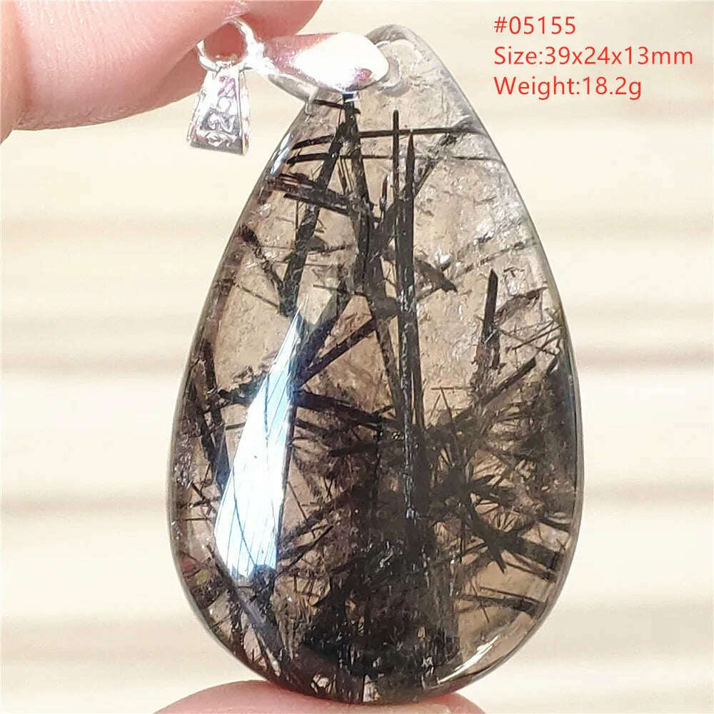 KIMLUD, Natural Black Rutilated Quartz Rectangle Pendant Jewelry Clear Beads Oval Clear Beads Crystal Wealthy Rutilated AAAAAA, KIMLUD Womens ClothesKIMLUD, Natural Black Rutilated Quartz Rectangle Pendant Jewelry Clear Beads Oval Clear Beads Crystal Wealthy Rutilated AAAAAA, 05155, KIMLUD APPAREL - Womens Clothes