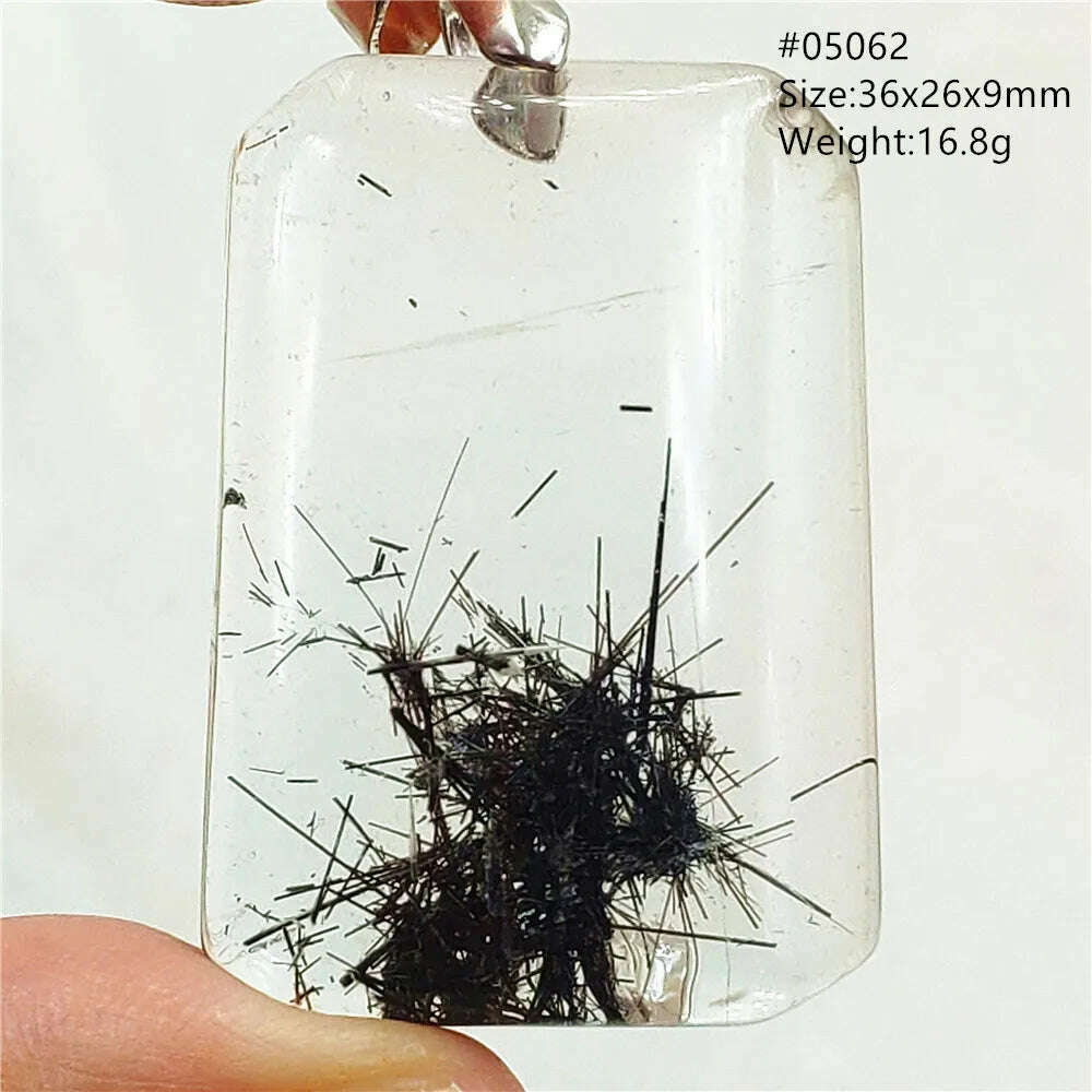 KIMLUD, Natural Black Rutilated Quartz Rectangle Pendant Jewelry Clear Beads Oval Clear Beads Crystal Wealthy Rutilated AAAAAA, KIMLUD Womens ClothesKIMLUD, Natural Black Rutilated Quartz Rectangle Pendant Jewelry Clear Beads Oval Clear Beads Crystal Wealthy Rutilated AAAAAA, 05062, KIMLUD APPAREL - Womens Clothes