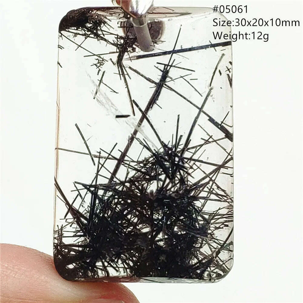 KIMLUD, Natural Black Rutilated Quartz Rectangle Pendant Jewelry Clear Beads Oval Clear Beads Crystal Wealthy Rutilated AAAAAA, KIMLUD Womens ClothesKIMLUD, Natural Black Rutilated Quartz Rectangle Pendant Jewelry Clear Beads Oval Clear Beads Crystal Wealthy Rutilated AAAAAA, 05061, KIMLUD APPAREL - Womens Clothes