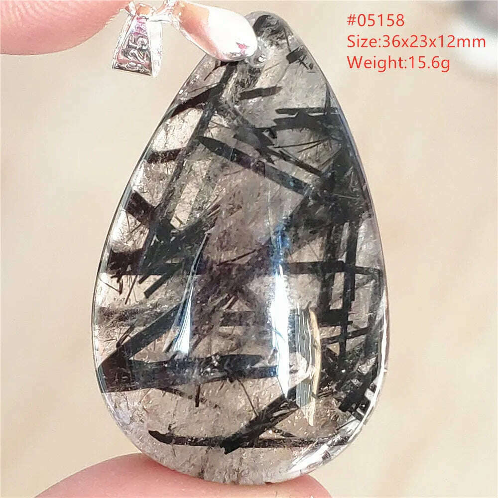 KIMLUD, Natural Black Rutilated Quartz Rectangle Pendant Jewelry Clear Beads Oval Clear Beads Crystal Wealthy Rutilated AAAAAA, KIMLUD Womens ClothesKIMLUD, Natural Black Rutilated Quartz Rectangle Pendant Jewelry Clear Beads Oval Clear Beads Crystal Wealthy Rutilated AAAAAA, 05158, KIMLUD APPAREL - Womens Clothes