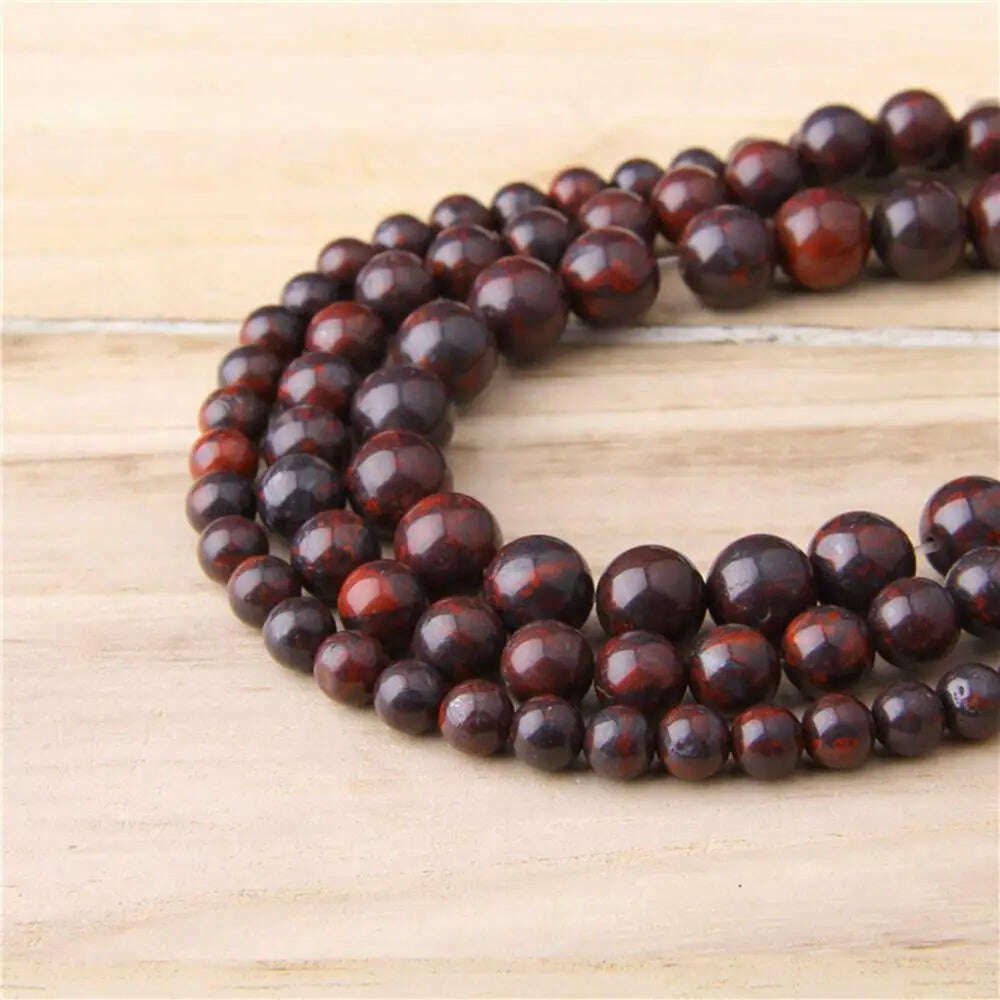 Natural Bloodstone Beads 6-12 mm Genuine Polished Red Bloodstone Round Beads For DIY Jewelry Making Bracelets & Mala Necklace - KIMLUD