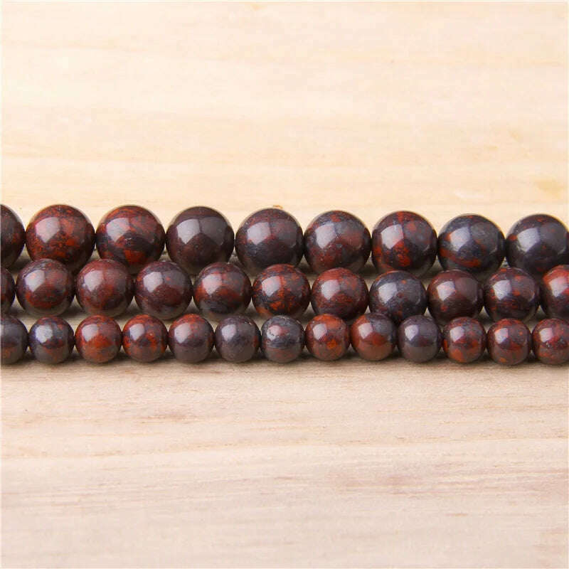 KIMLUD, Natural Bloodstone Beads 6-12 mm Genuine Polished Red Bloodstone Round Beads For DIY Jewelry Making Bracelets & Mala Necklace, KIMLUD Womens Clothes
