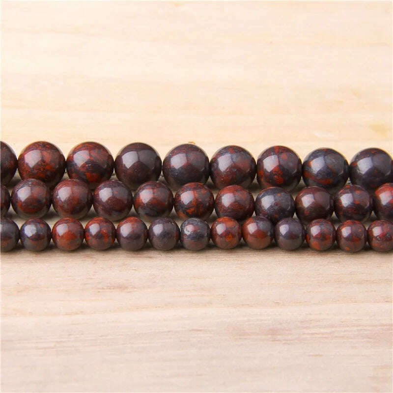 Natural Bloodstone Beads 6-12 mm Genuine Polished Red Bloodstone Round Beads For DIY Jewelry Making Bracelets & Mala Necklace - KIMLUD