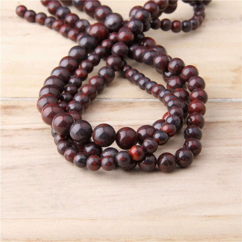 Natural Bloodstone Beads 6-12 mm Genuine Polished Red Bloodstone Round Beads For DIY Jewelry Making Bracelets & Mala Necklace - KIMLUD