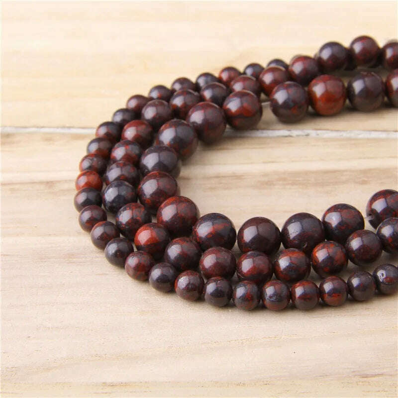KIMLUD, Natural Bloodstone Beads 6-12 mm Genuine Polished Red Bloodstone Round Beads For DIY Jewelry Making Bracelets & Mala Necklace, Bloodstone / 10 mm about 38 beads, KIMLUD Womens Clothes