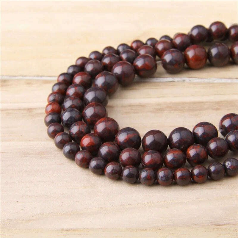 Natural Bloodstone Beads 6-12 mm Genuine Polished Red Bloodstone Round Beads For DIY Jewelry Making Bracelets & Mala Necklace - KIMLUD