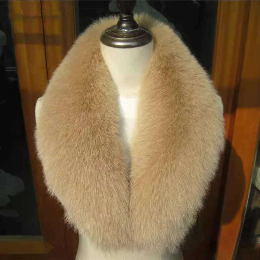 Natural Color Raccoon Fox Real Fur Collar Scarf Genuine Big Size Scarves Warp Shawl Neck Warmer Stole Muffler with Clip Loops #6 - KIMLUD