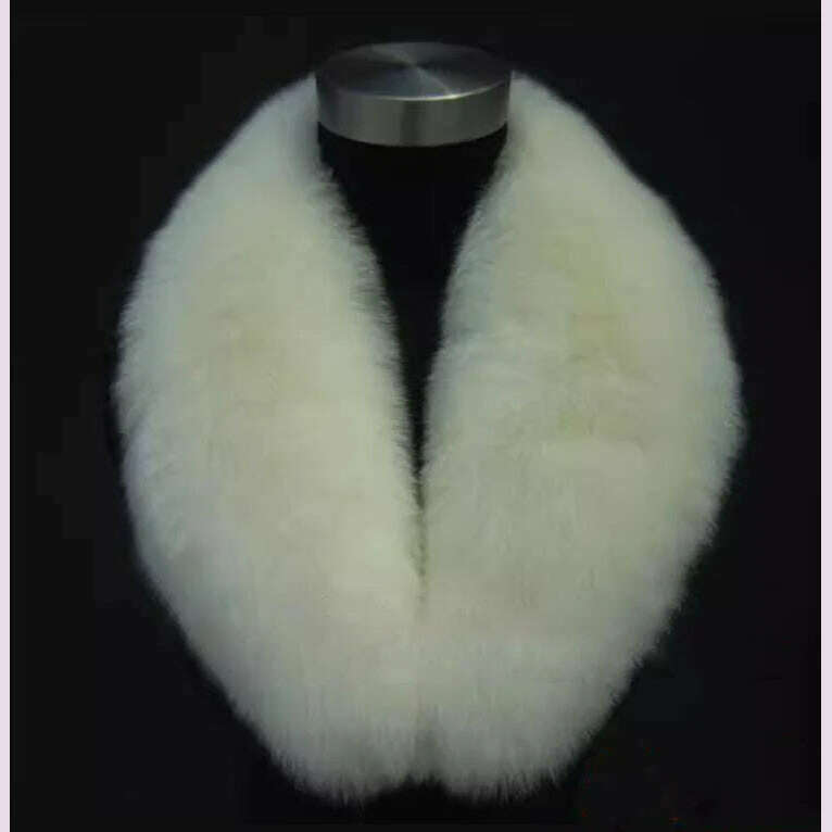 Natural Color Raccoon Fox Real Fur Collar Scarf Genuine Big Size Scarves Warp Shawl Neck Warmer Stole Muffler with Clip Loops #6 - KIMLUD