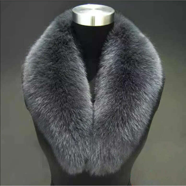 Natural Color Raccoon Fox Real Fur Collar Scarf Genuine Big Size Scarves Warp Shawl Neck Warmer Stole Muffler with Clip Loops #6 - KIMLUD