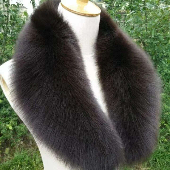 Natural Color Raccoon Fox Real Fur Collar Scarf Genuine Big Size Scarves Warp Shawl Neck Warmer Stole Muffler with Clip Loops #6 - KIMLUD