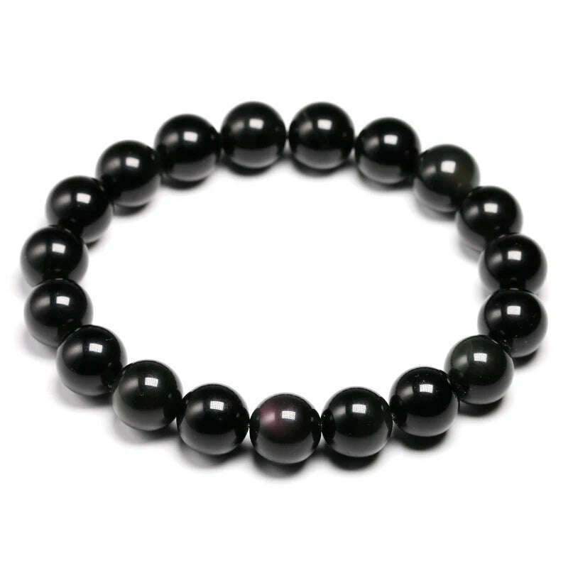 Natural Colorful Obsidian Bracelet Jewelry Stone Beads Round Bracelet Energy Bangle For Men & Women Valentine's Gift New Design - KIMLUD