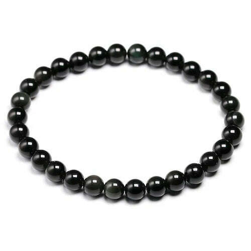 Natural Colorful Obsidian Bracelet Jewelry Stone Beads Round Bracelet Energy Bangle For Men & Women Valentine's Gift New Design - KIMLUD