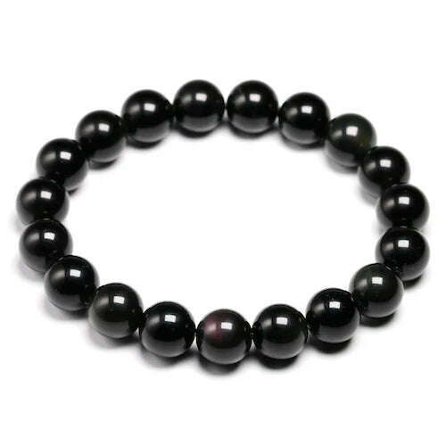 Natural Colorful Obsidian Bracelet Jewelry Stone Beads Round Bracelet Energy Bangle For Men & Women Valentine's Gift New Design - KIMLUD