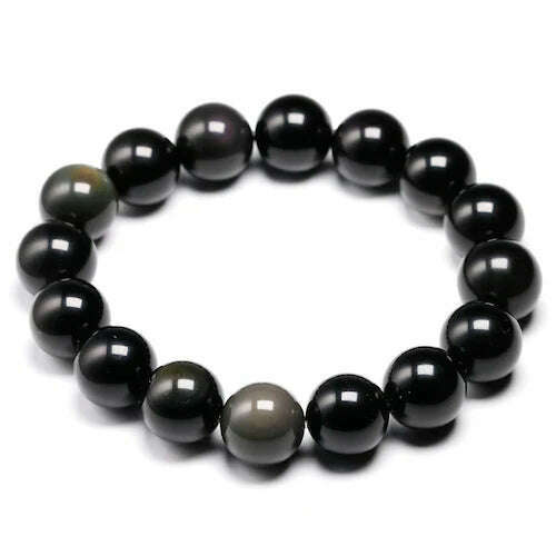 KIMLUD, Natural Colorful Obsidian Bracelet Jewelry Stone Beads Round Bracelet Energy Bangle For Men & Women Valentine's Gift New Design, Beads 12mm / 16cm 6.3inch, KIMLUD Womens Clothes