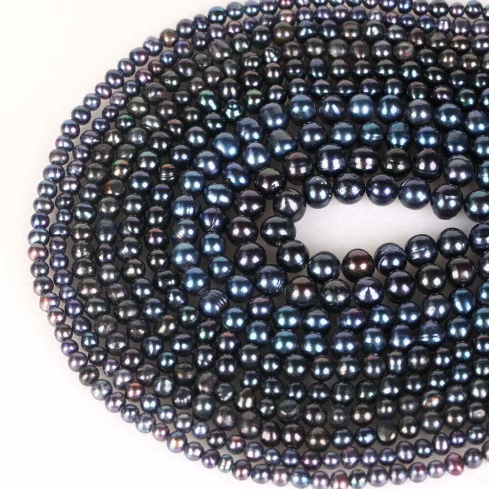 Natural Freshwater Pearl Beads High Quality Black Round Pearls Beads For Jewelry Making Fit DIY Women Bracelet Necklace Earrings - KIMLUD