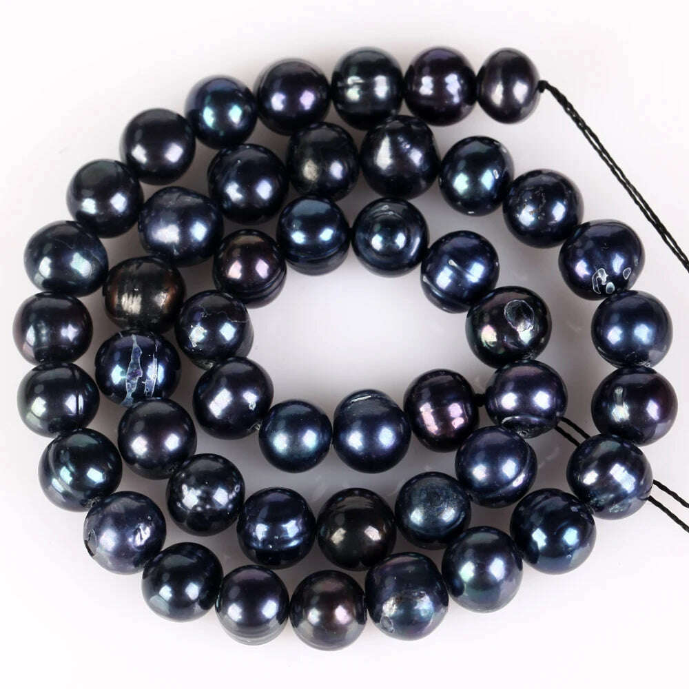 Natural Freshwater Pearl Beads High Quality Black Round Pearls Beads For Jewelry Making Fit DIY Women Bracelet Necklace Earrings - KIMLUD