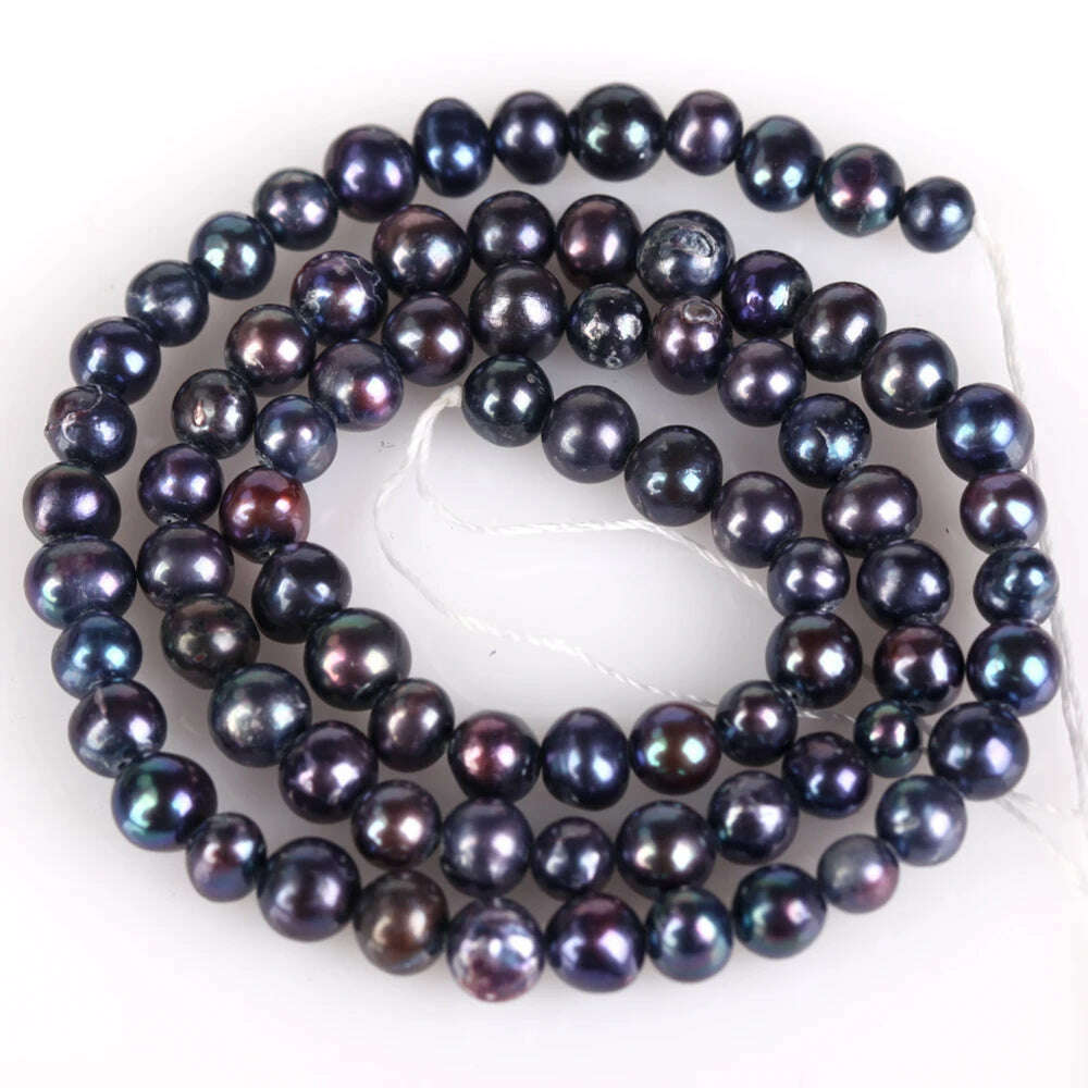 Natural Freshwater Pearl Beads High Quality Black Round Pearls Beads For Jewelry Making Fit DIY Women Bracelet Necklace Earrings - KIMLUD
