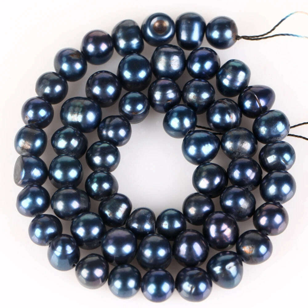 Natural Freshwater Pearl Beads High Quality Black Round Pearls Beads For Jewelry Making Fit DIY Women Bracelet Necklace Earrings - KIMLUD