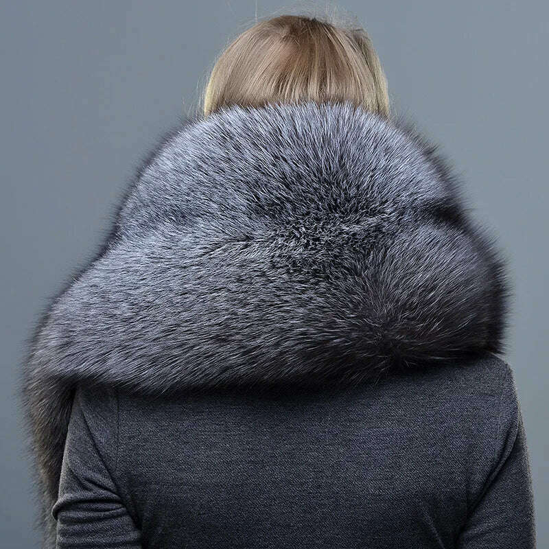KIMLUD, Natural Fur Fox Whole Skin Scarf Ladies Winter Fashion Retro Luxury Charming Scarf, KIMLUD Womens Clothes