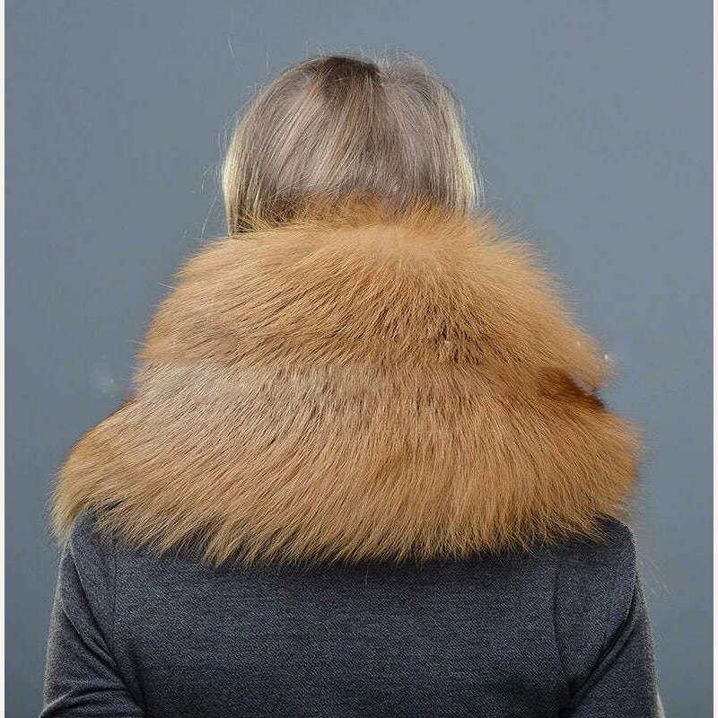 KIMLUD, Natural Fur Fox Whole Skin Scarf Ladies Winter Fashion Retro Luxury Charming Scarf, KIMLUD Womens Clothes
