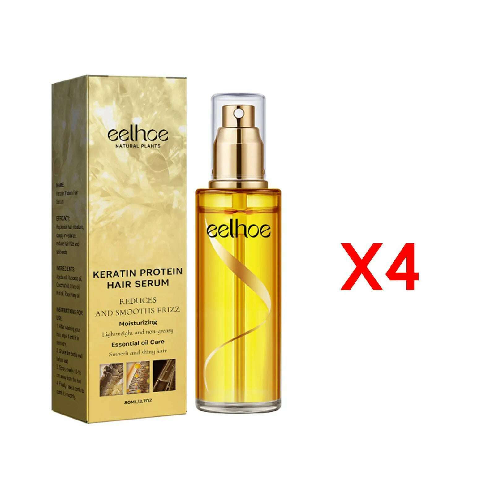 KIMLUD, Natural Hair Growth Keratin Hair Care Essence Spray Repair Improve Dry Curly Hair Smooth Hair Growing Serum Oil, 80ml Boxedx4pcs / United States, KIMLUD APPAREL - Womens Clothes