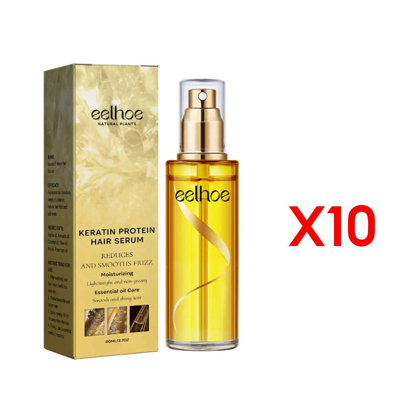 KIMLUD, Natural Hair Growth Keratin Hair Care Essence Spray Repair Improve Dry Curly Hair Smooth Hair Growing Serum Oil, 80ml Boxedx10pcs / United States, KIMLUD APPAREL - Womens Clothes
