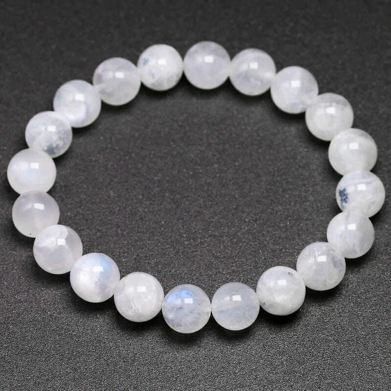 KIMLUD, Natural rainbow Moonstone Women Bracelets Bangles Blue light Bracelets For Men Round Energy Stone Beads Handmade Jewellery Gift, KIMLUD Womens Clothes