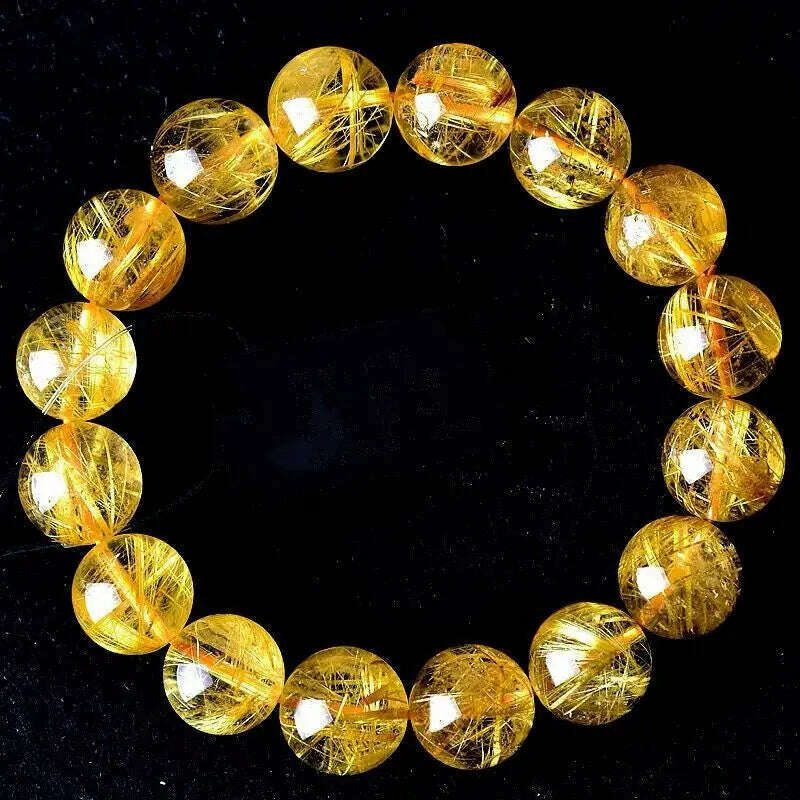 KIMLUD, Natural Rutilated Quartz Women Men's Old Mine Gold Rutile Citrine Bracelet, KIMLUD Womens Clothes