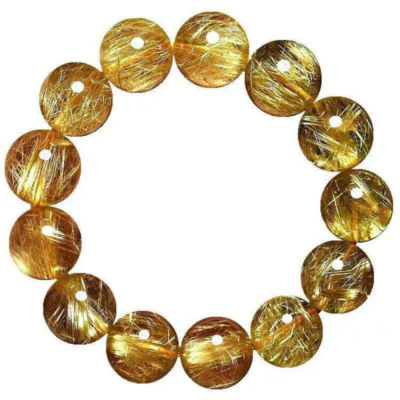 KIMLUD, Natural Rutilated Quartz Women Men's Old Mine Gold Rutile Citrine Bracelet, KIMLUD Womens Clothes