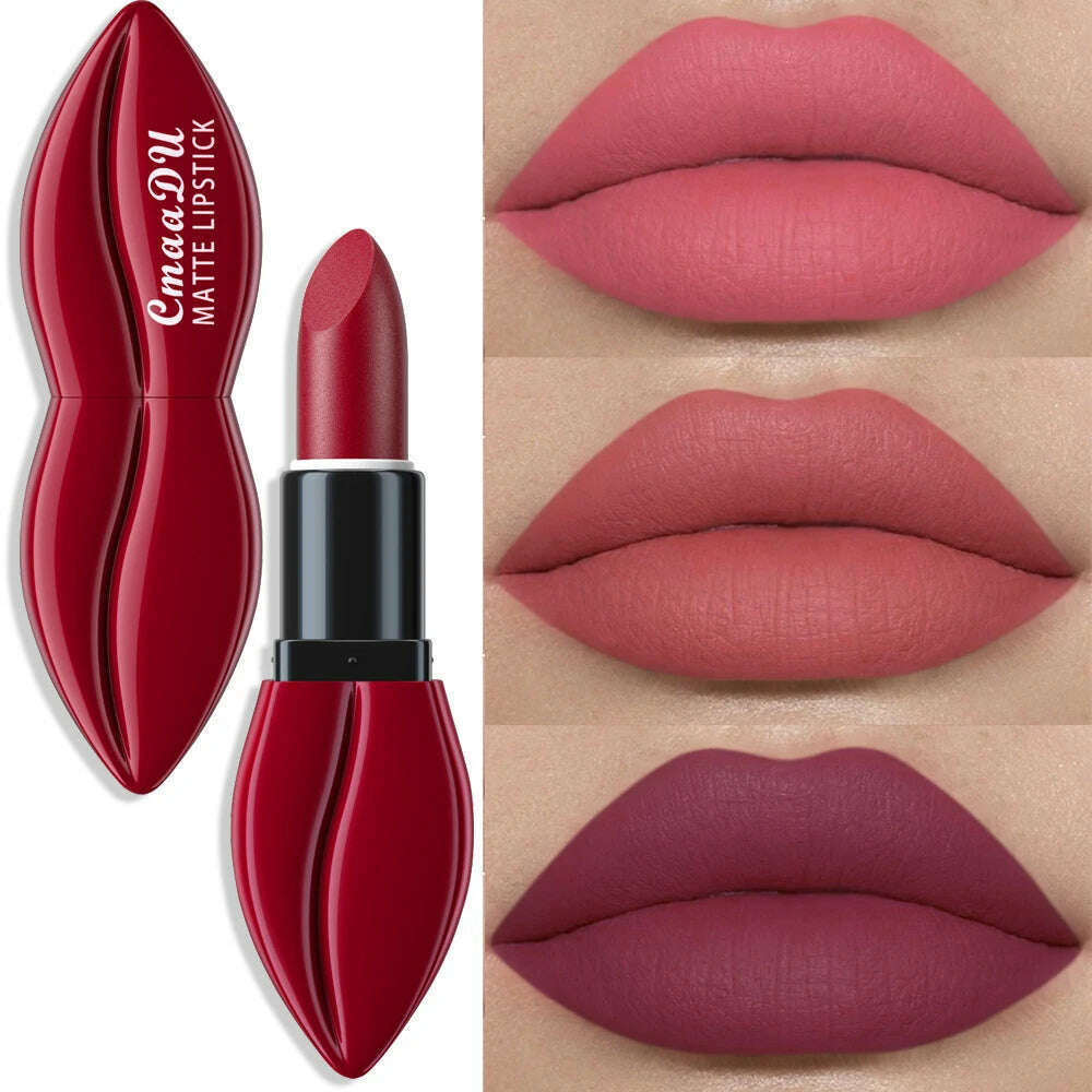 Natural Smooth Matte Waterproof Velvet Nude Lipstick Sexy Red Brown Lip stick Pigments Makeup Lipgloss Long Lasting Profissional - KIMLUD