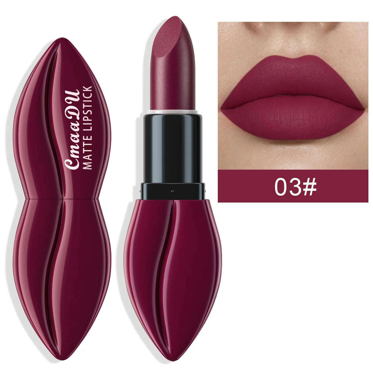 KIMLUD, Natural Smooth Matte Waterproof Velvet Nude Lipstick Sexy Red Brown Lip stick Pigments Makeup Lipgloss Long Lasting Profissional, 03, KIMLUD Womens Clothes