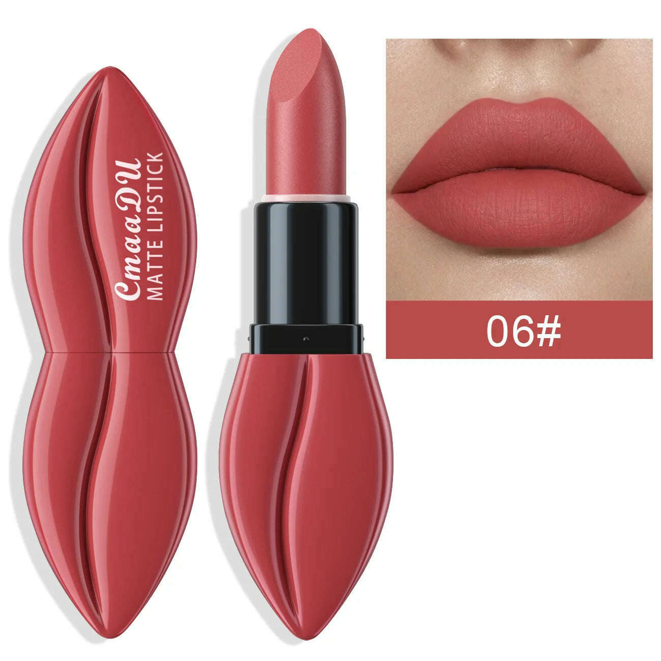 KIMLUD, Natural Smooth Matte Waterproof Velvet Nude Lipstick Sexy Red Brown Lip stick Pigments Makeup Lipgloss Long Lasting Profissional, 06, KIMLUD Womens Clothes