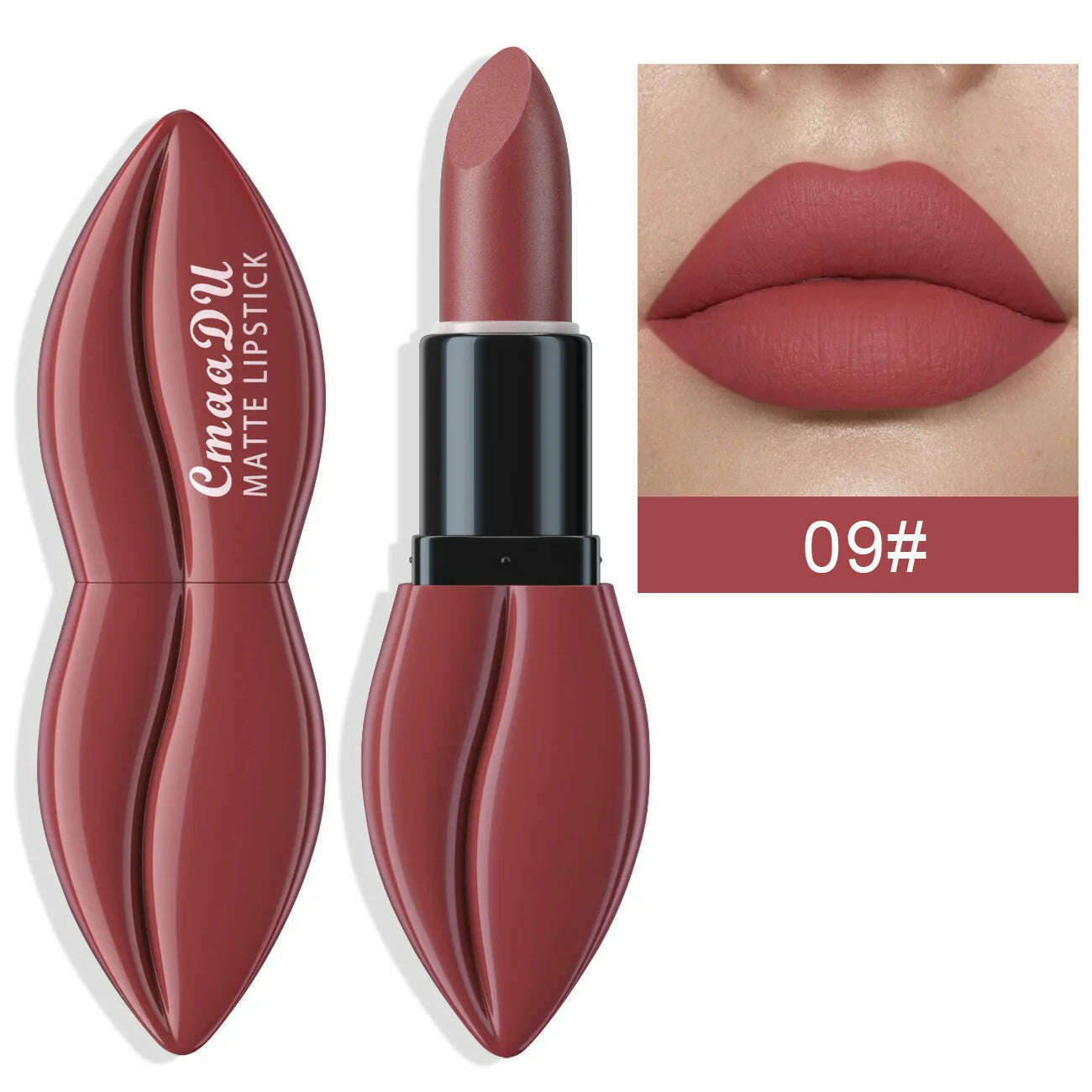 KIMLUD, Natural Smooth Matte Waterproof Velvet Nude Lipstick Sexy Red Brown Lip stick Pigments Makeup Lipgloss Long Lasting Profissional, 09, KIMLUD Womens Clothes