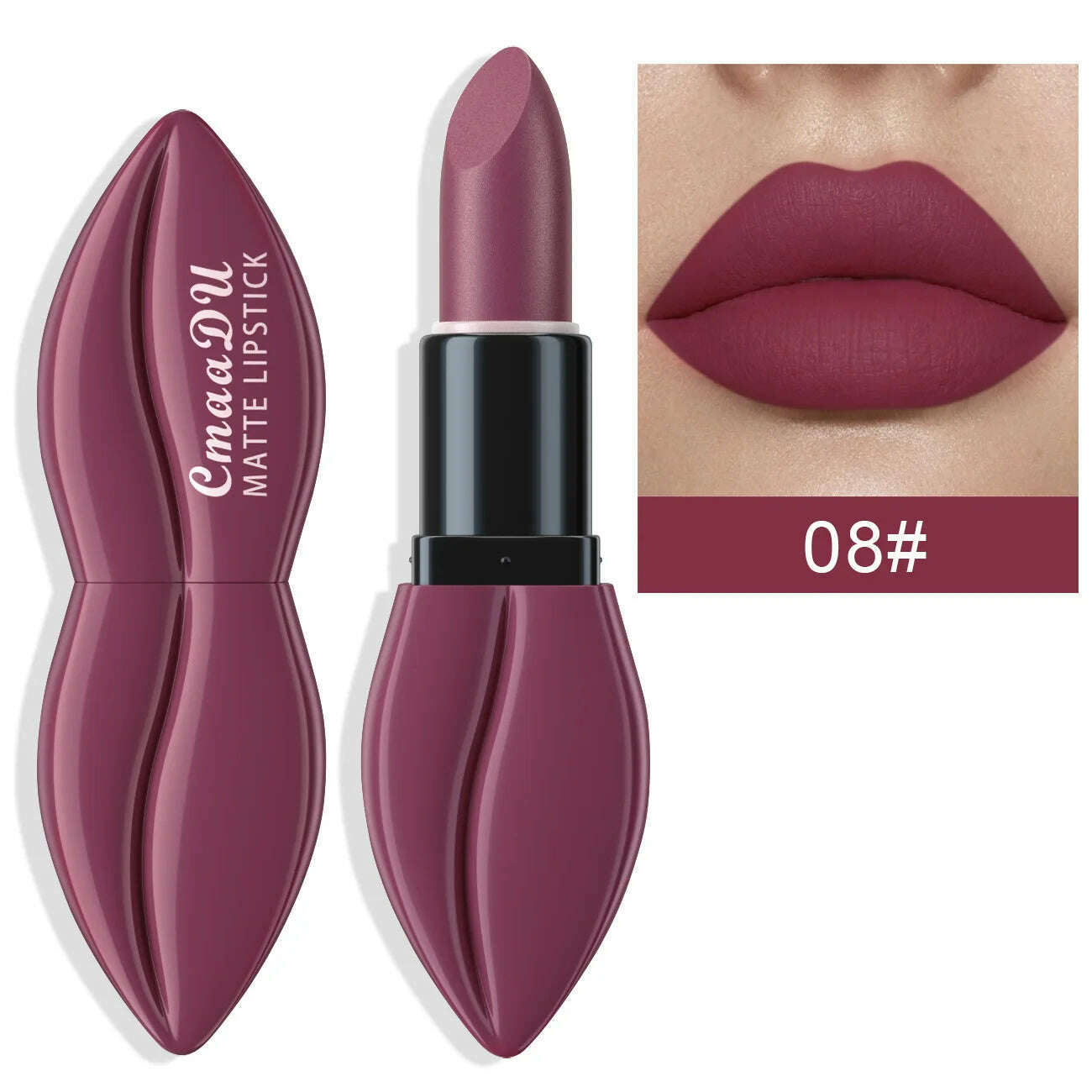 KIMLUD, Natural Smooth Matte Waterproof Velvet Nude Lipstick Sexy Red Brown Lip stick Pigments Makeup Lipgloss Long Lasting Profissional, 08, KIMLUD Womens Clothes