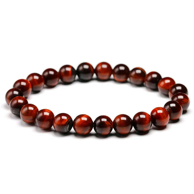 KIMLUD, Natural Stone Beads Red Tiger Eye Bracelet Strand Beaded Mens Buddha Bracelet For Women Male Yoga Handmade Jewelry, KIMLUD Womens Clothes