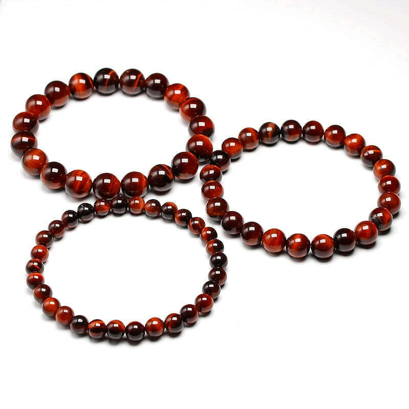 KIMLUD, Natural Stone Beads Red Tiger Eye Bracelet Strand Beaded Mens Buddha Bracelet For Women Male Yoga Handmade Jewelry, KIMLUD Womens Clothes