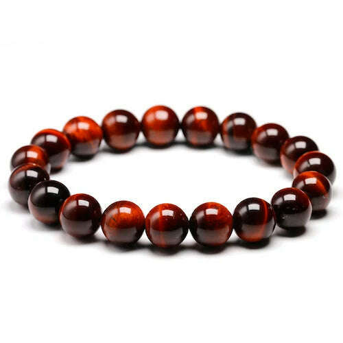 KIMLUD, Natural Stone Beads Red Tiger Eye Bracelet Strand Beaded Mens Buddha Bracelet For Women Male Yoga Handmade Jewelry, Beads 10mm / 24cm 9.5inch, KIMLUD Womens Clothes
